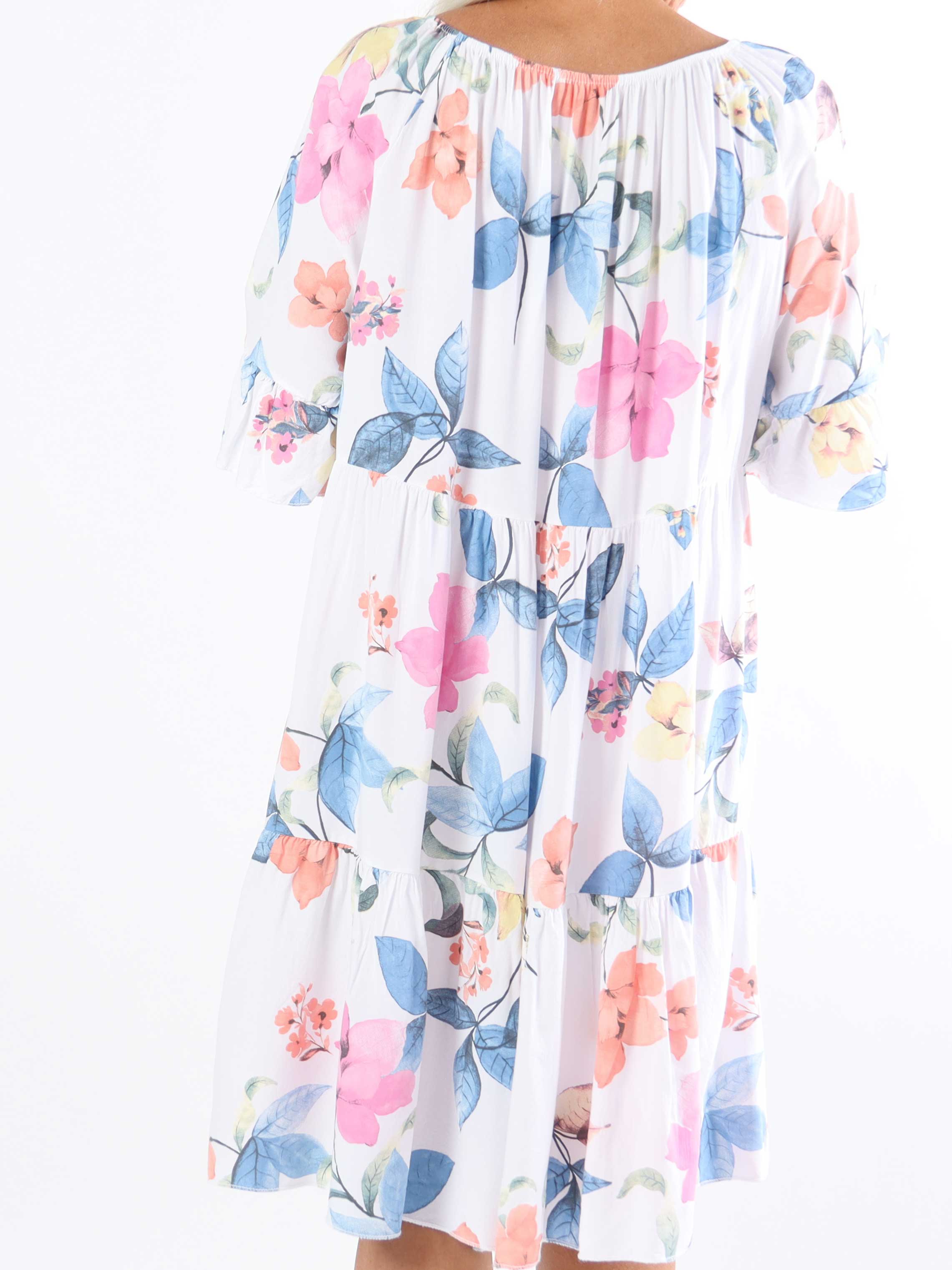 Malibu - Plus size kjole i bomuld med elastik i udskæringen